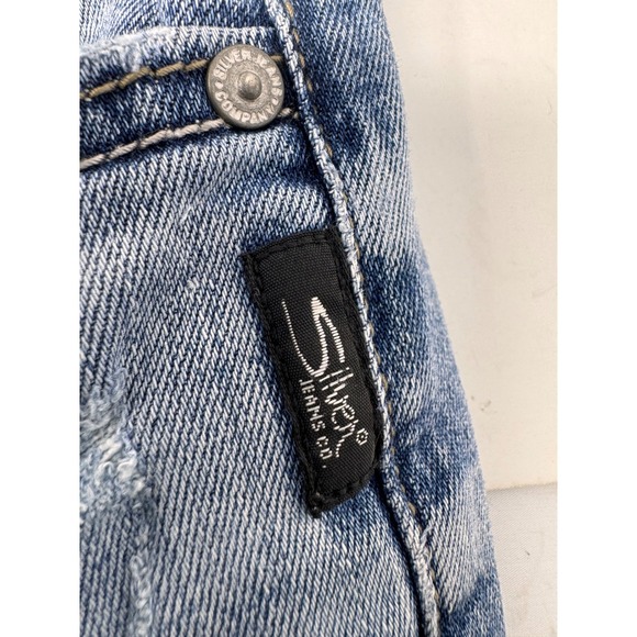 Silver Jeans Suki Capri Womens Denim Jeans W30 Light Wash Distressed - Picture 6 of 7
